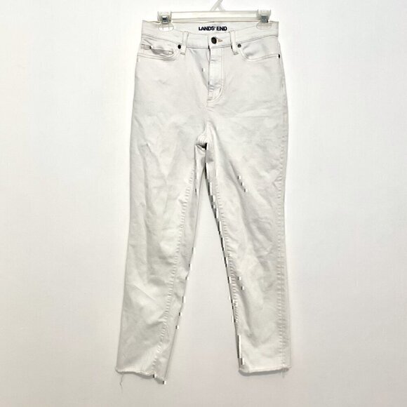 LANDS' END High Rise Slim Ankle Jean White Light Wash? High Waisted Cropped Crop - Picture 2 of 12